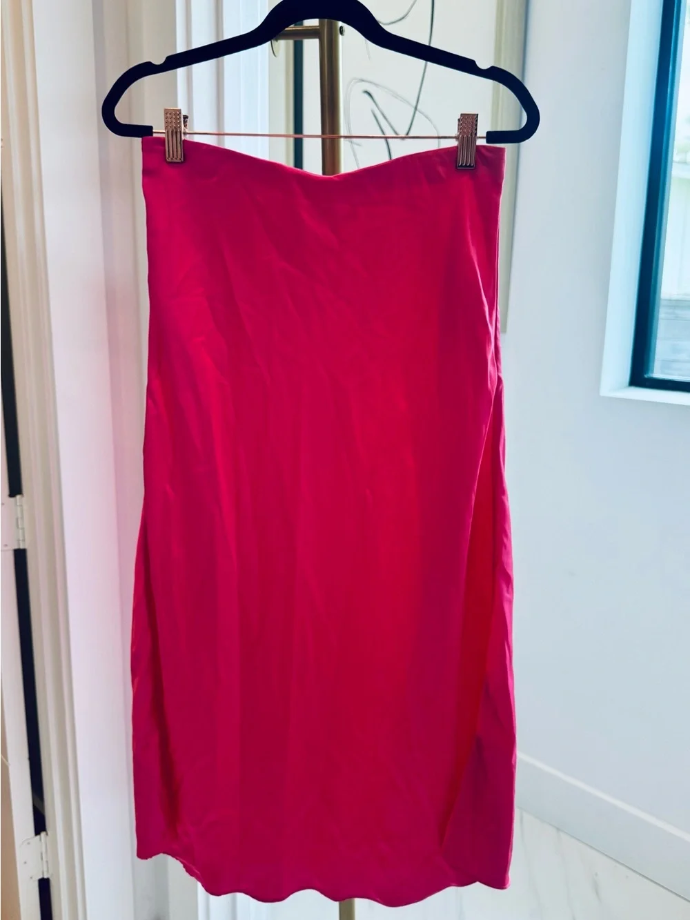J Crew Women's Hot Pink Satin Midi Skirt, Small